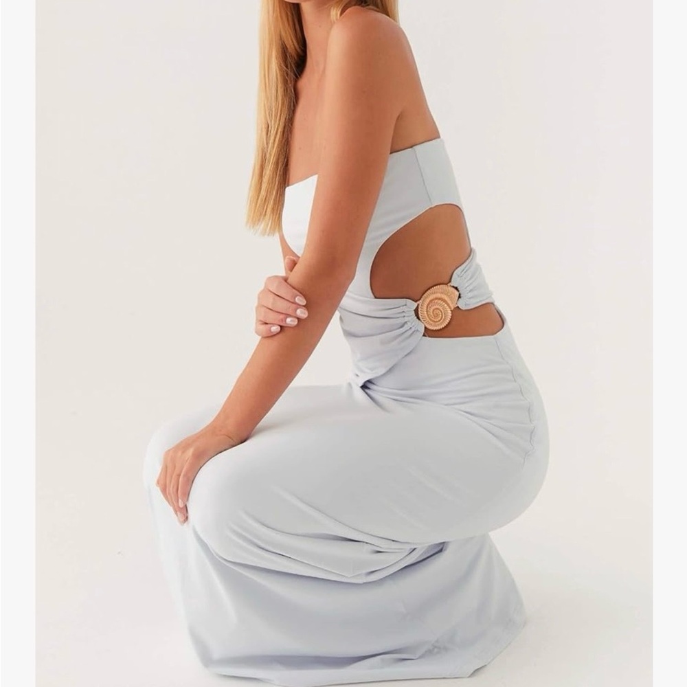 Light Blue Cutout Dress with Seashell Detail